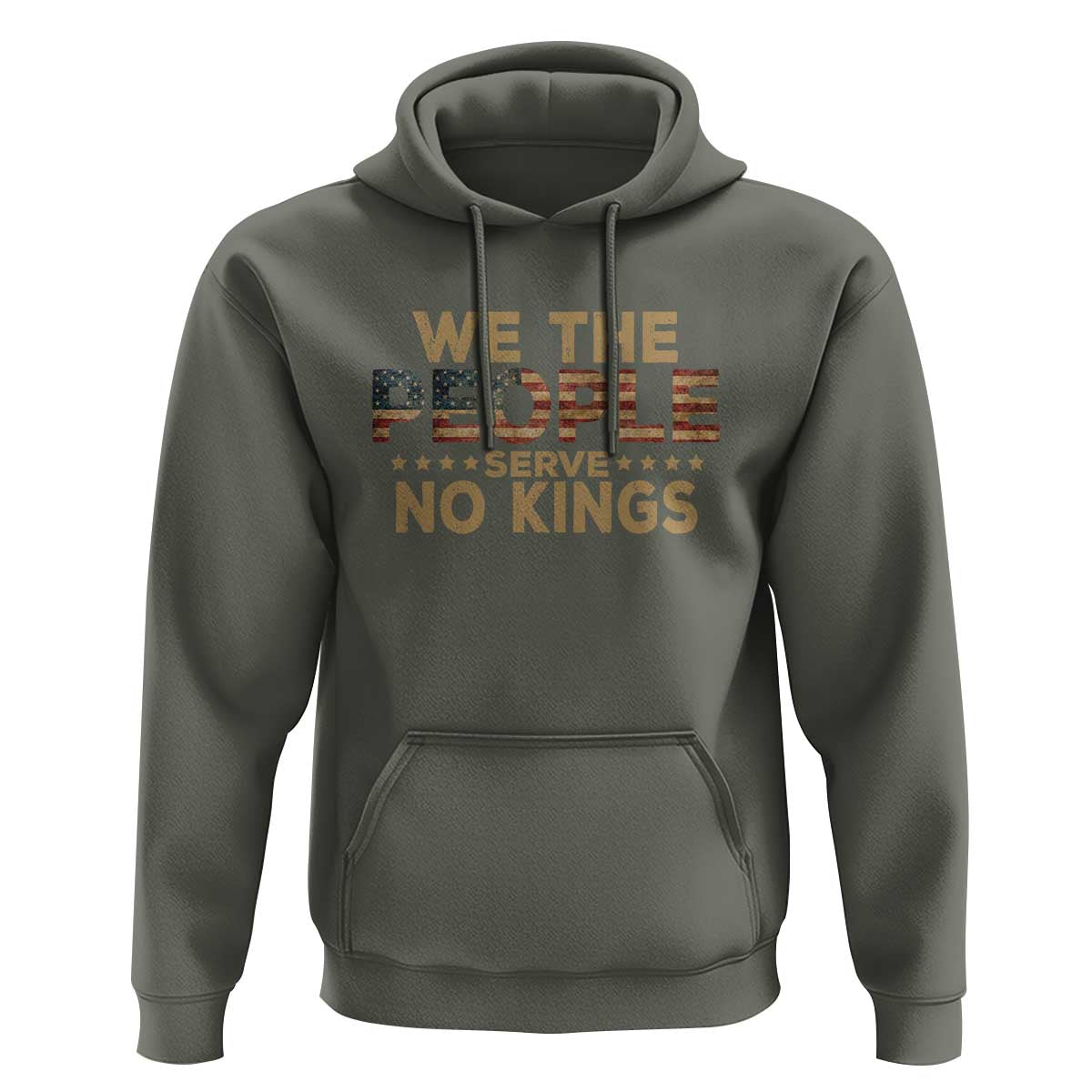 No Kings in USA Hoodie Vintage Old American Flag We The People - Wonder Print Shop