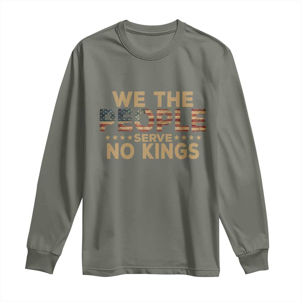 No Kings in USA Long Sleeve Shirt Vintage Old American Flag We The People - Wonder Print Shop