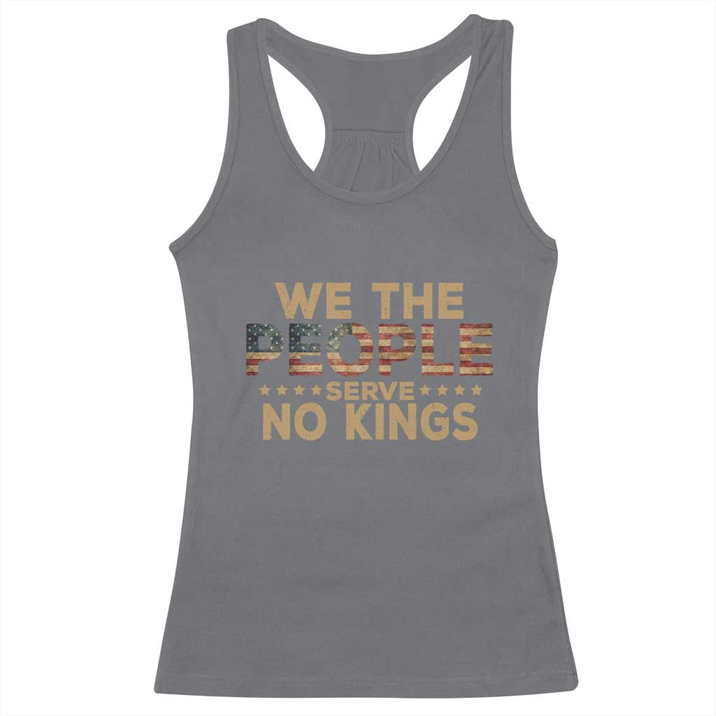 No Kings in USA Racerback Tank Top Vintage Old American Flag We The People - Wonder Print Shop