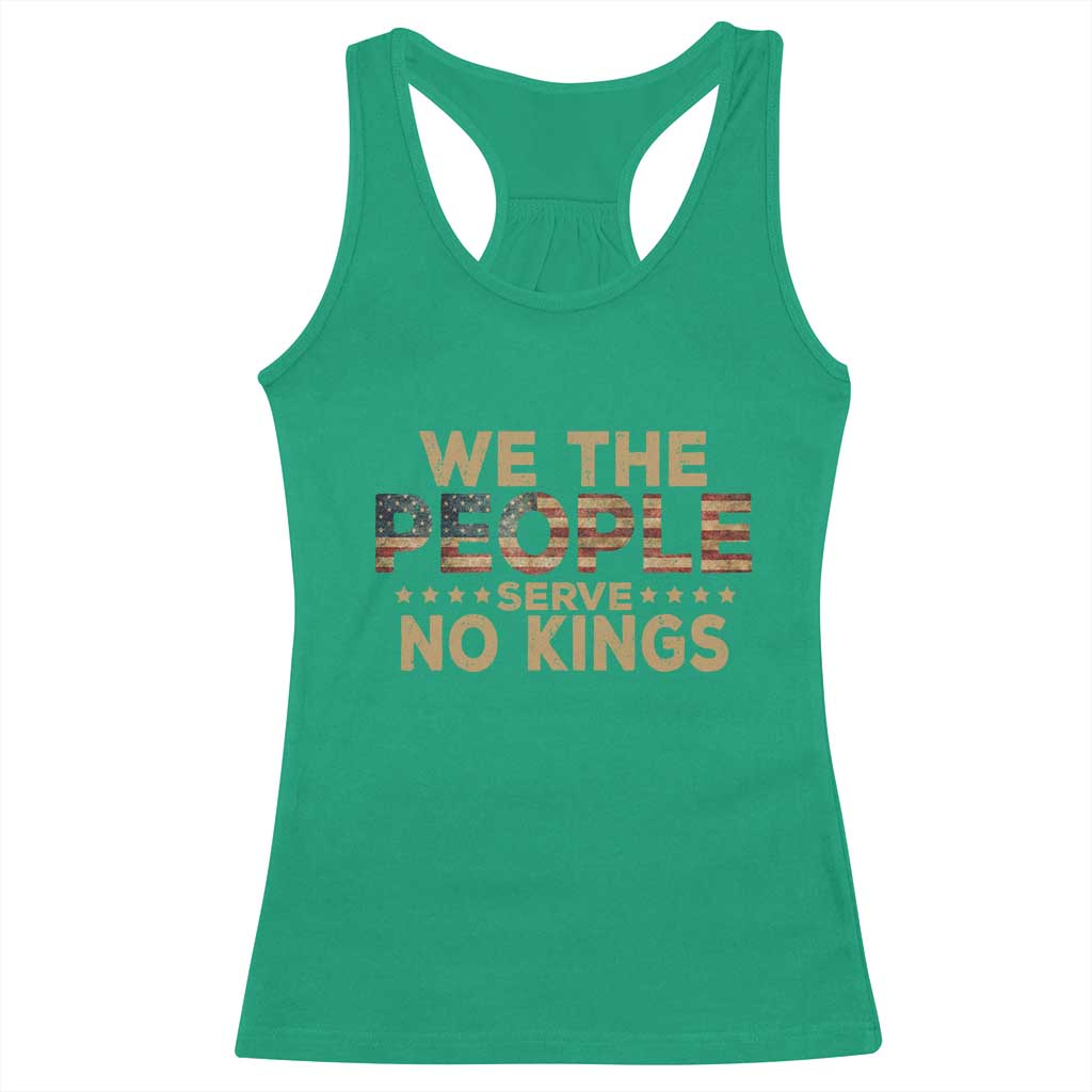 No Kings in USA Racerback Tank Top Vintage Old American Flag We The People - Wonder Print Shop