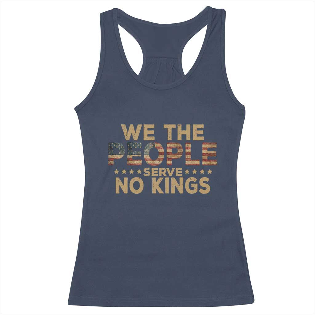 No Kings in USA Racerback Tank Top Vintage Old American Flag We The People - Wonder Print Shop