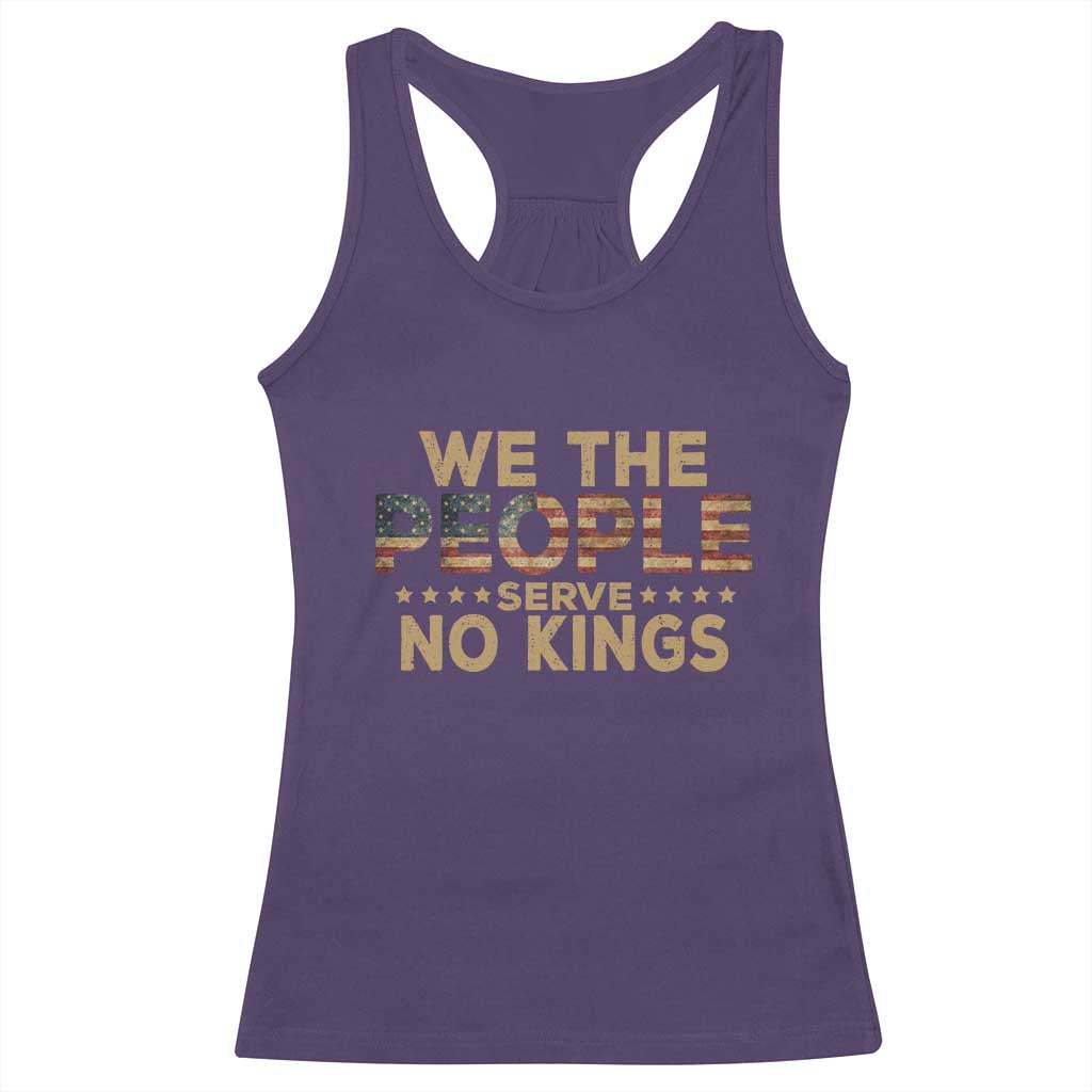 No Kings in USA Racerback Tank Top Vintage Old American Flag We The People - Wonder Print Shop