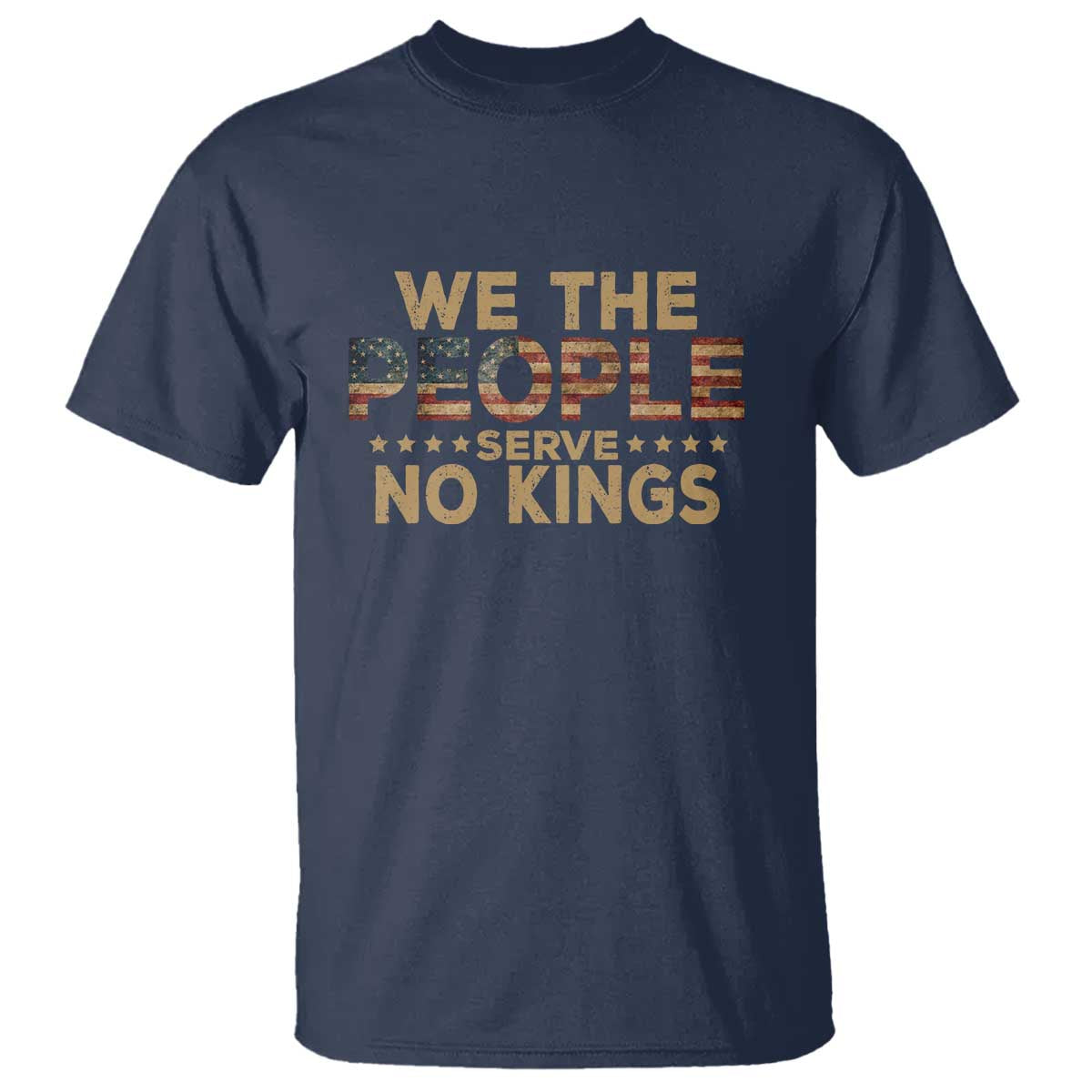 No Kings in USA T Shirt Vintage Old American Flag We The People - Wonder Print Shop