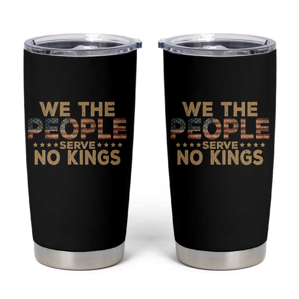 No Kings in USA Tumbler Cup Vintage Old American Flag We The People - Wonder Print Shop