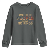 No Kings in USA Youth Sweatshirt Vintage Old American Flag We The People - Wonder Print Shop