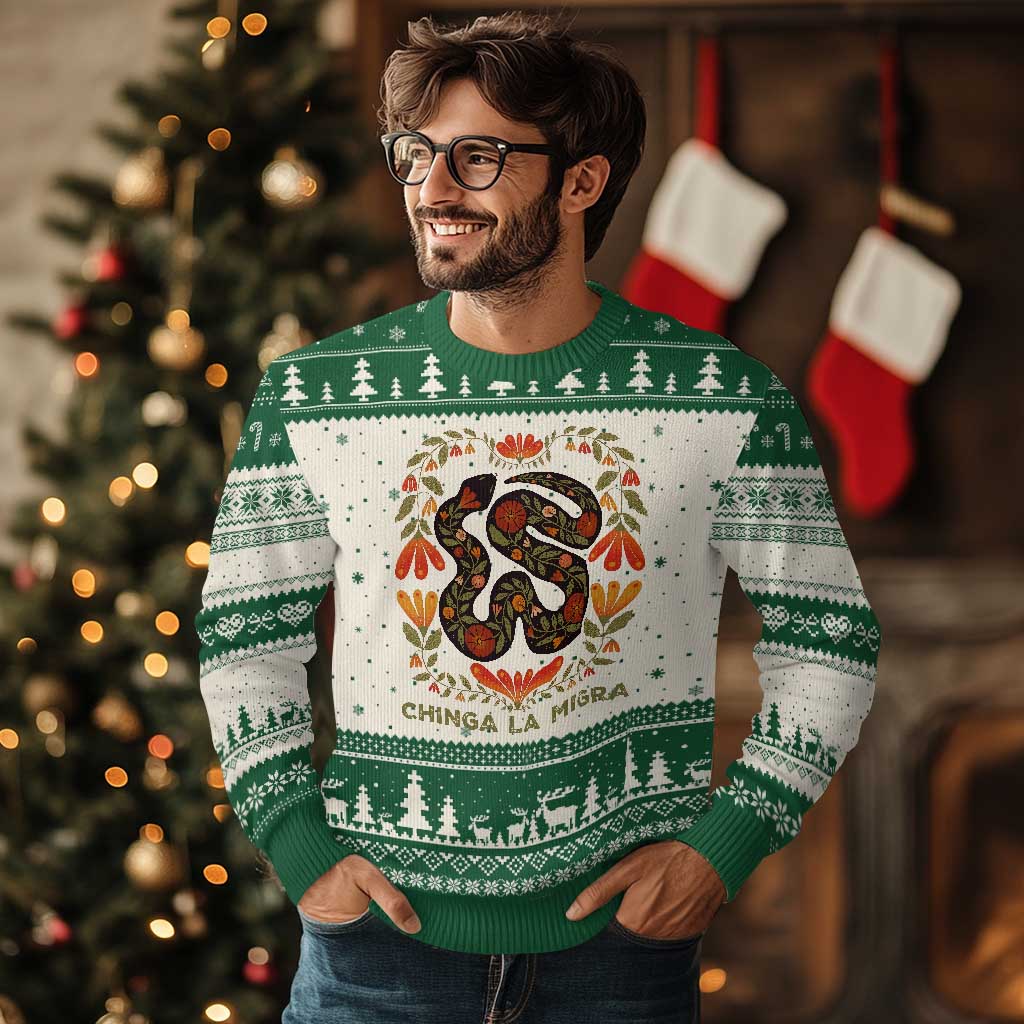Immigrant Rights Ugly Christmas Sweater Chinga La Migra - Wonder Print Shop