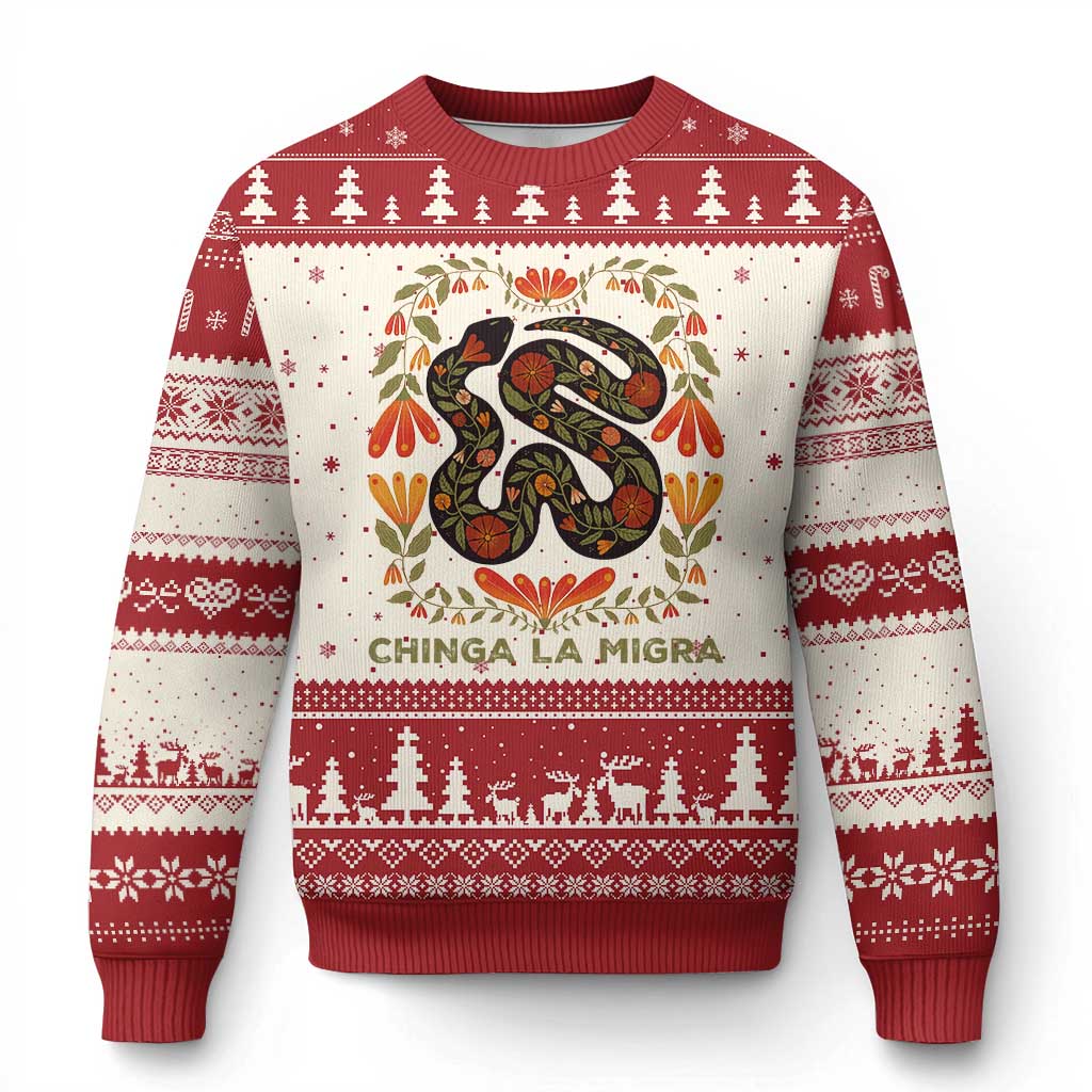 Immigrant Rights Ugly Christmas Sweater Chinga La Migra - Wonder Print Shop