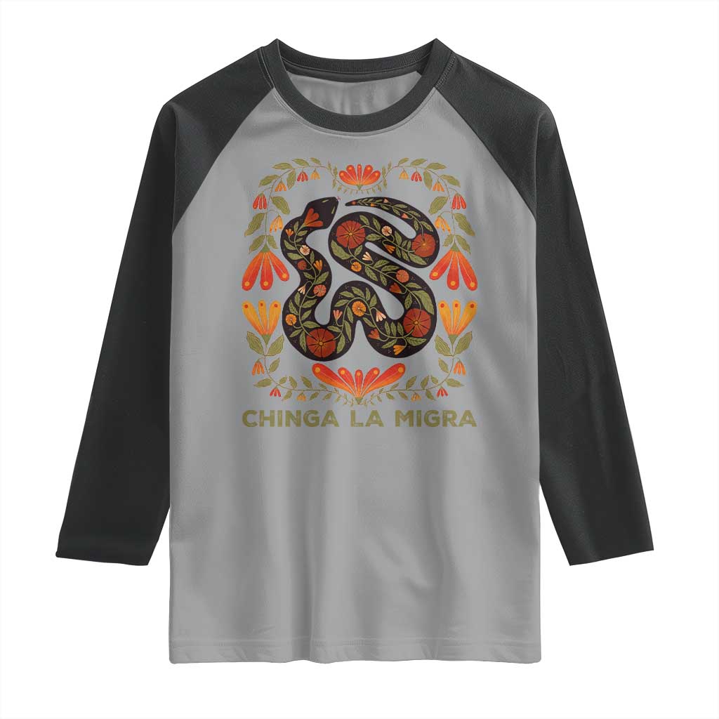 Immigrant Rights Raglan Shirt Chinga La Migra - Wonder Print Shop
