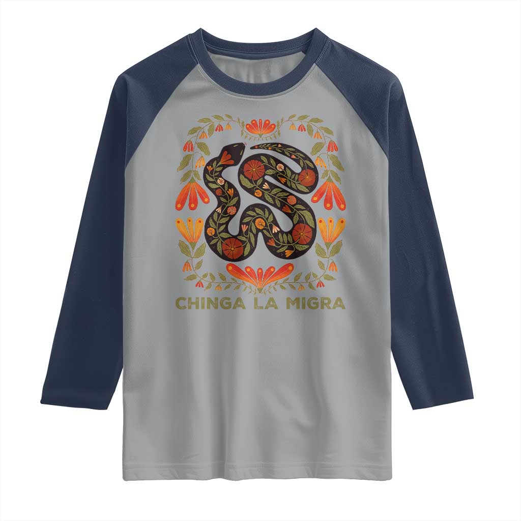 Immigrant Rights Raglan Shirt Chinga La Migra - Wonder Print Shop