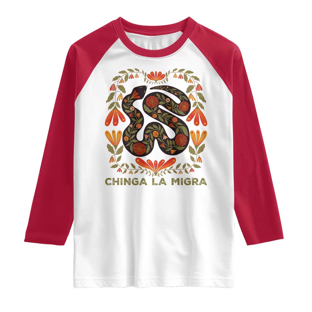Immigrant Rights Raglan Shirt Chinga La Migra - Wonder Print Shop