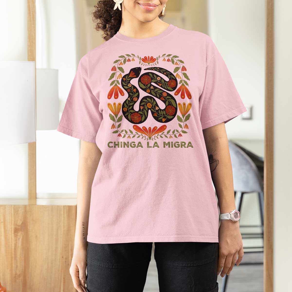 Immigrant Rights T Shirt For Women Chinga La Migra - Wonder Print Shop