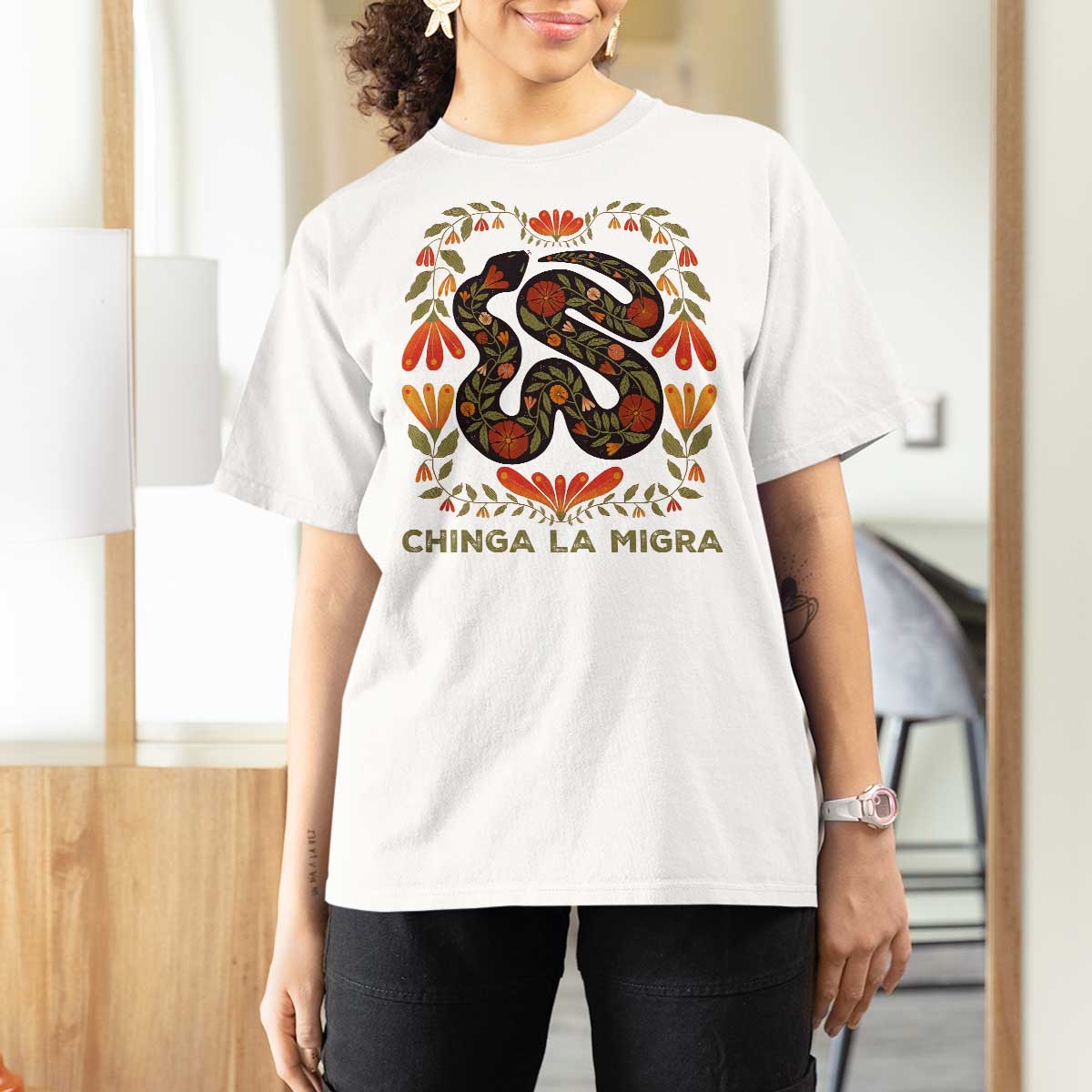 Immigrant Rights T Shirt For Women Chinga La Migra - Wonder Print Shop