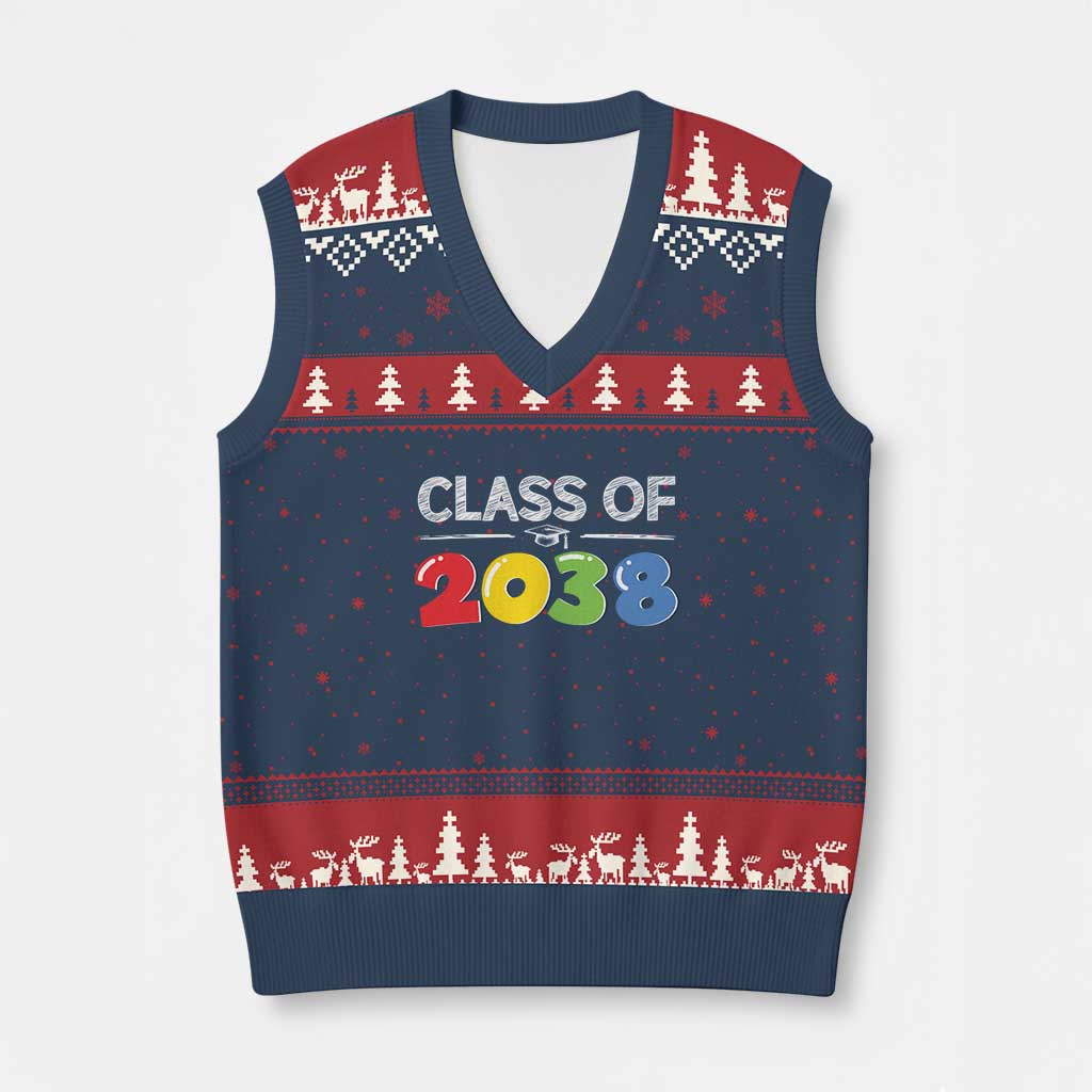 Class of 2038 V-Neck Knit Sweater Vest Grow With Me Kindergarten - Wonder Print Shop