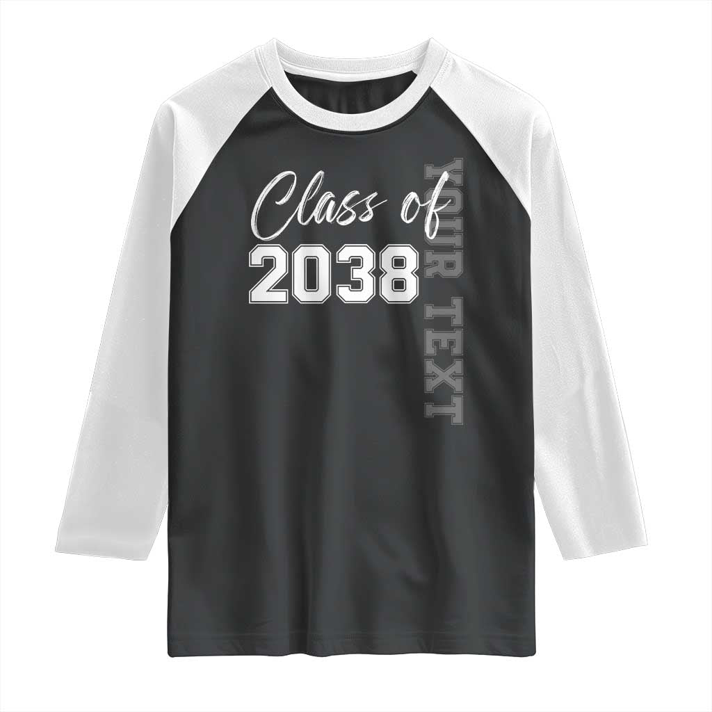 Personalized Class of 2038 Raglan Shirt Custom Name Grow With Me Count Down Graduating - Wonder Print Shop