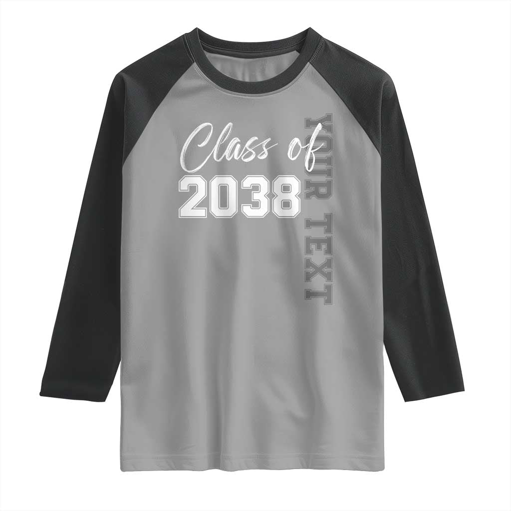Personalized Class of 2038 Raglan Shirt Custom Name Grow With Me Count Down Graduating - Wonder Print Shop