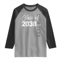 Personalized Class of 2038 Raglan Shirt Custom Name Grow With Me Count Down Graduating - Wonder Print Shop