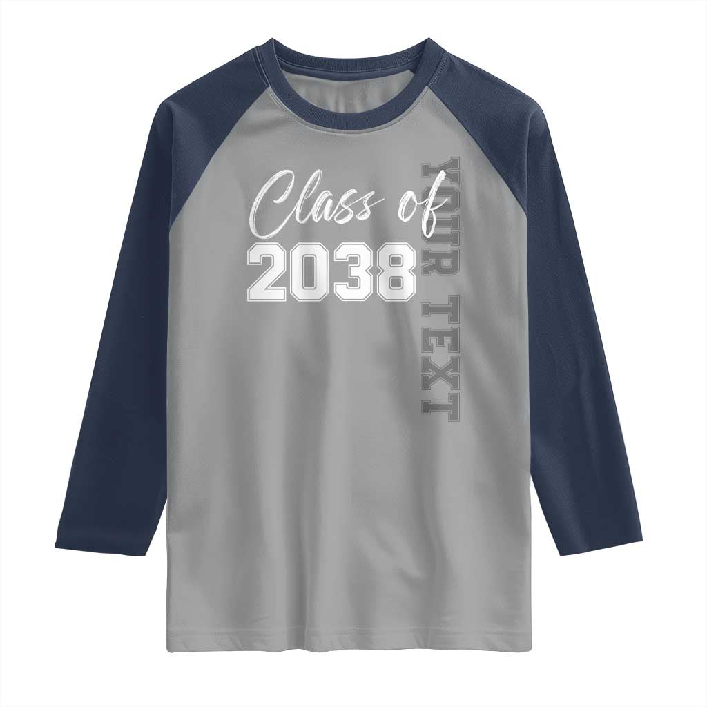 Personalized Class of 2038 Raglan Shirt Custom Name Grow With Me Count Down Graduating - Wonder Print Shop