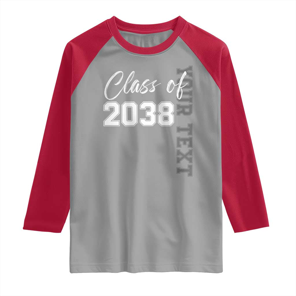 Personalized Class of 2038 Raglan Shirt Custom Name Grow With Me Count Down Graduating - Wonder Print Shop