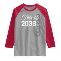 Personalized Class of 2038 Raglan Shirt Custom Name Grow With Me Count Down Graduating - Wonder Print Shop