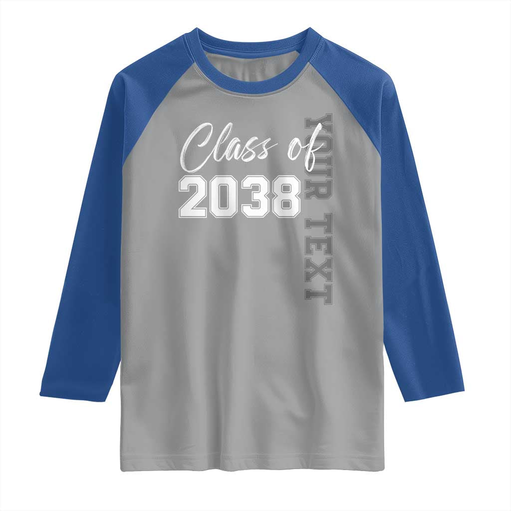 Personalized Class of 2038 Raglan Shirt Custom Name Grow With Me Count Down Graduating - Wonder Print Shop
