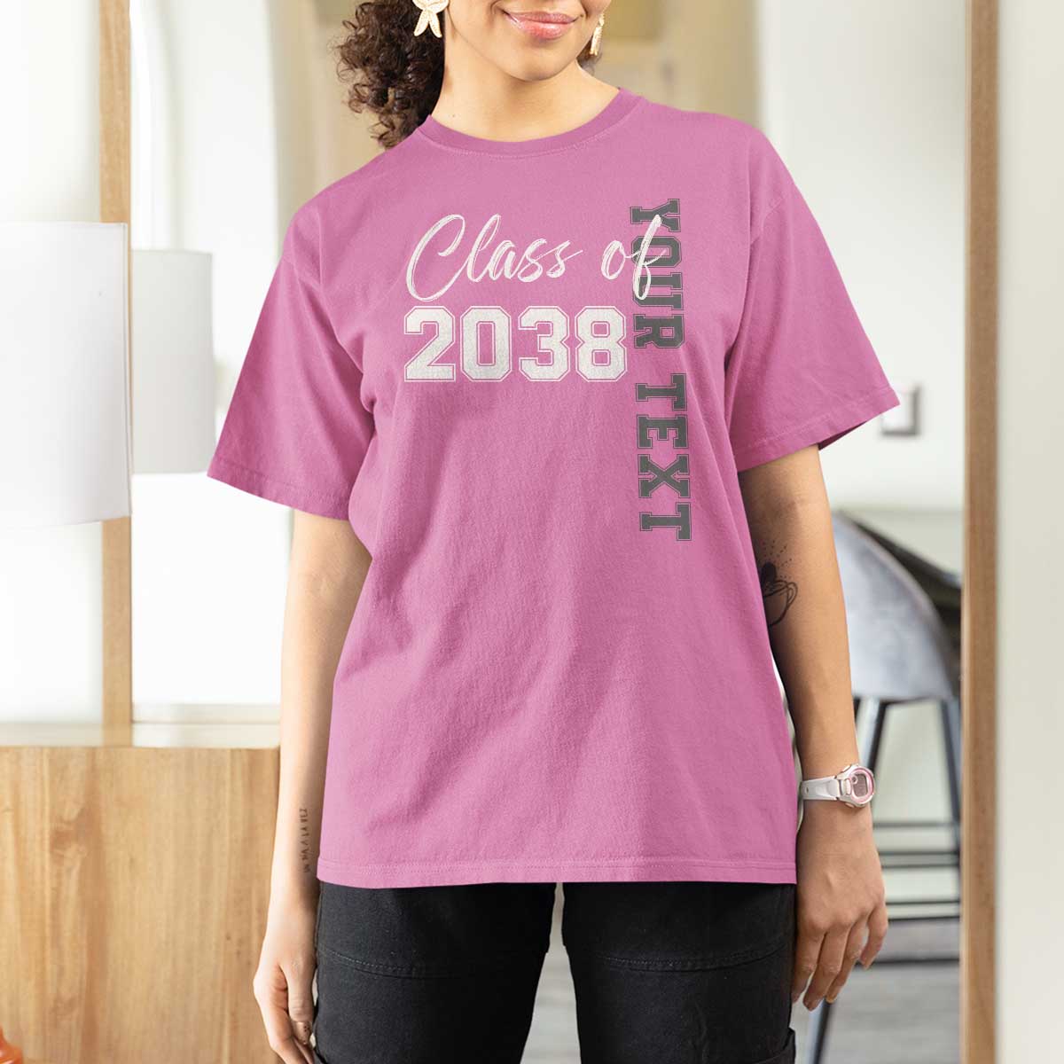 Personalized Class of 2038 T Shirt For Women Custom Name Grow With Me Count Down Graduating - Wonder Print Shop