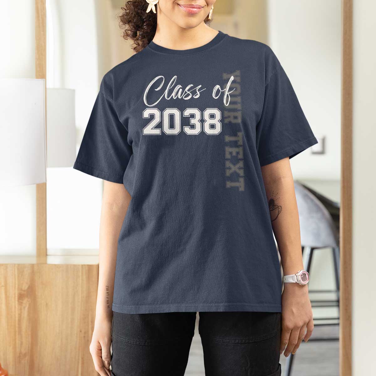 Personalized Class of 2038 T Shirt For Women Custom Name Grow With Me Count Down Graduating - Wonder Print Shop