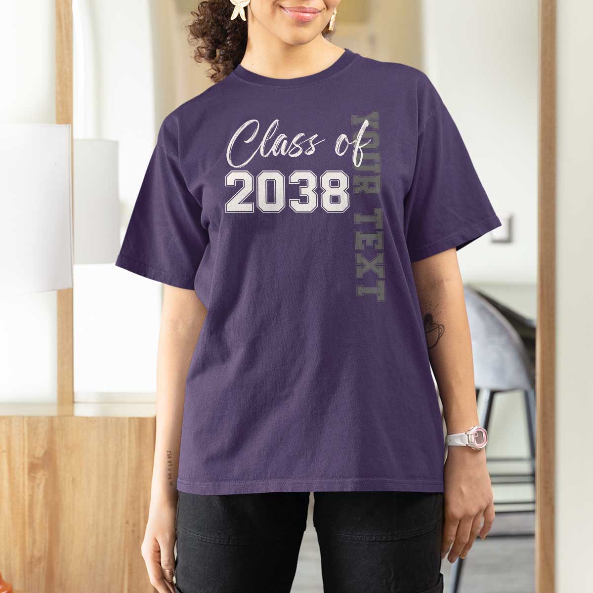 Personalized Class of 2038 T Shirt For Women Custom Name Grow With Me Count Down Graduating - Wonder Print Shop