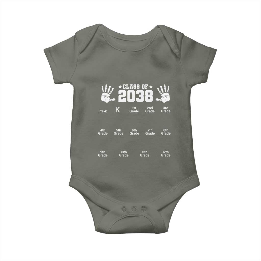 Class of 2038 Grow With Me Baby Onesie Handprint Pre-K to 12th Grade Graduation - Wonder Print Shop