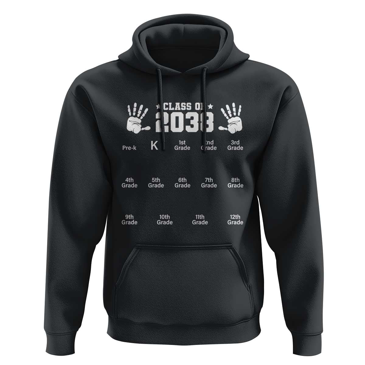 Class of 2038 Grow With Me Hoodie Handprint Pre-K to 12th Grade Graduation - Wonder Print Shop