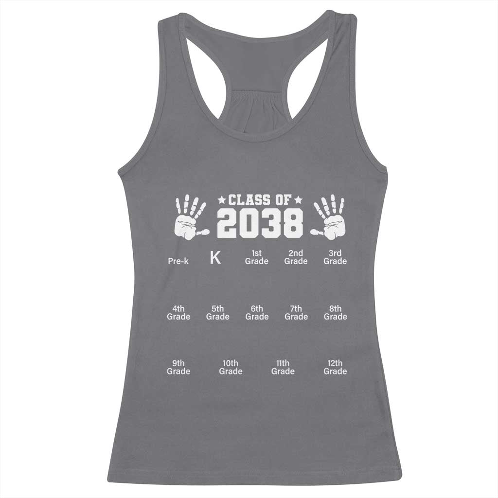 Class of 2038 Grow With Me Racerback Tank Top Handprint Pre-K to 12th Grade Graduation - Wonder Print Shop