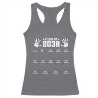 Class of 2038 Grow With Me Racerback Tank Top Handprint Pre-K to 12th Grade Graduation - Wonder Print Shop