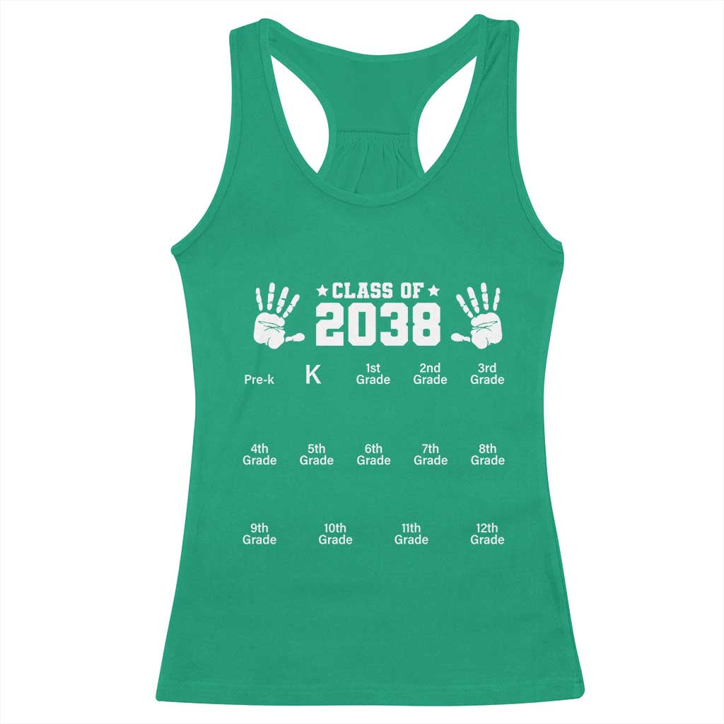 Class of 2038 Grow With Me Racerback Tank Top Handprint Pre-K to 12th Grade Graduation - Wonder Print Shop