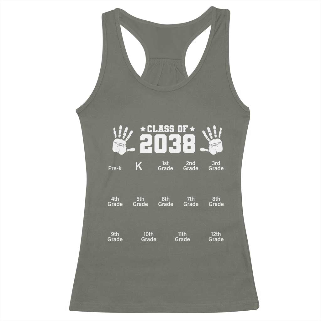 Class of 2038 Grow With Me Racerback Tank Top Handprint Pre-K to 12th Grade Graduation - Wonder Print Shop