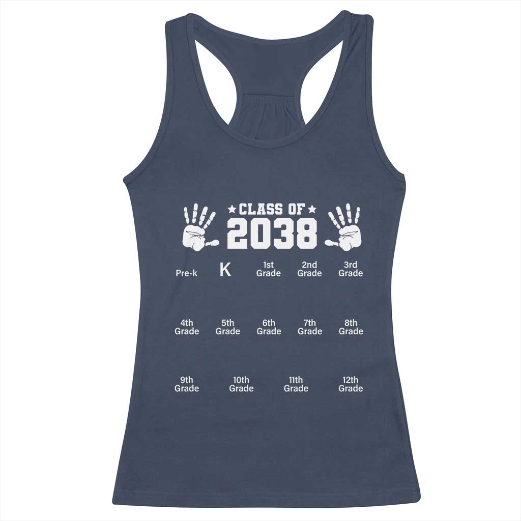 Class of 2038 Grow With Me Racerback Tank Top Handprint Pre-K to 12th Grade Graduation - Wonder Print Shop