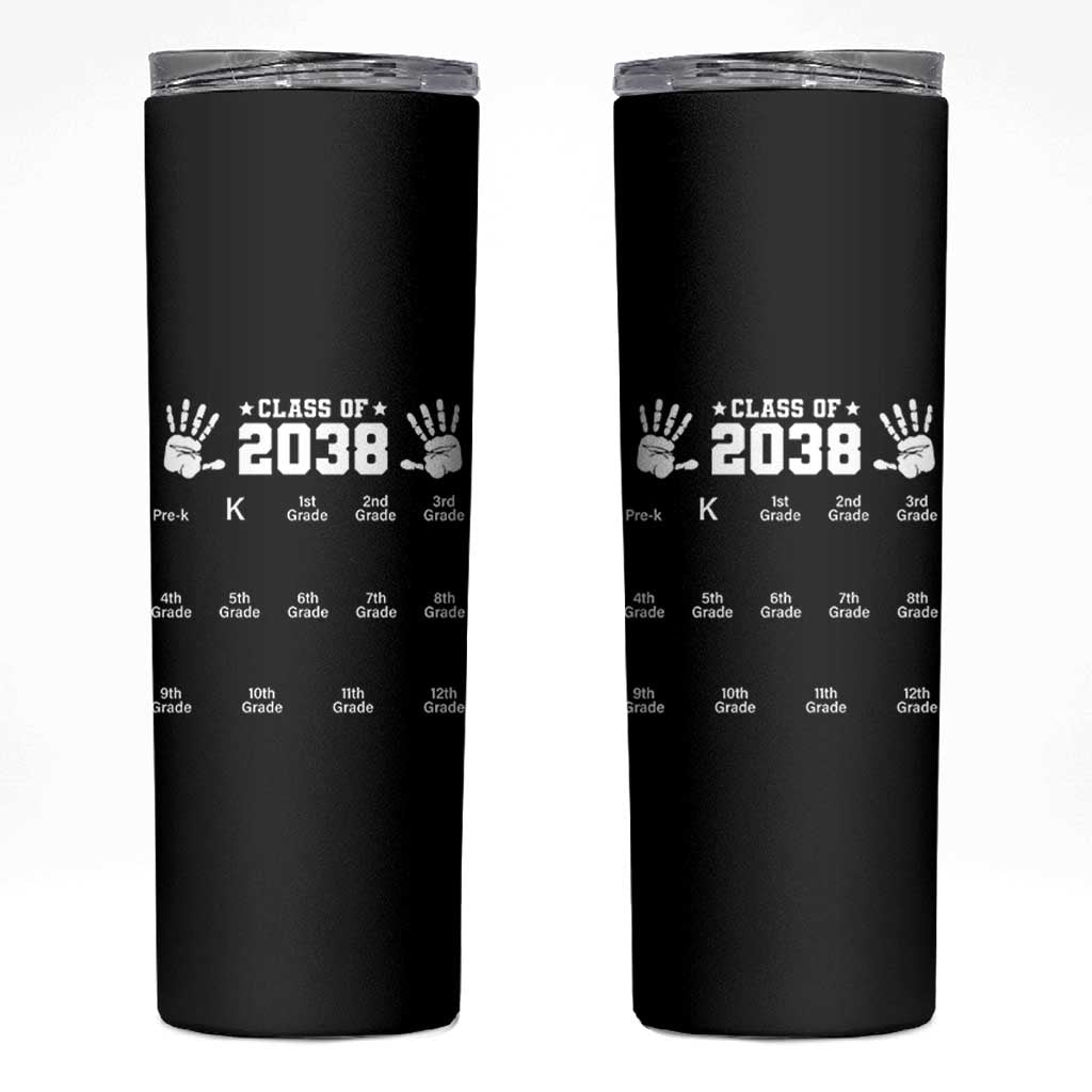 Class of 2038 Grow With Me Skinny Tumbler Handprint Pre-K to 12th Grade Graduation - Wonder Print Shop