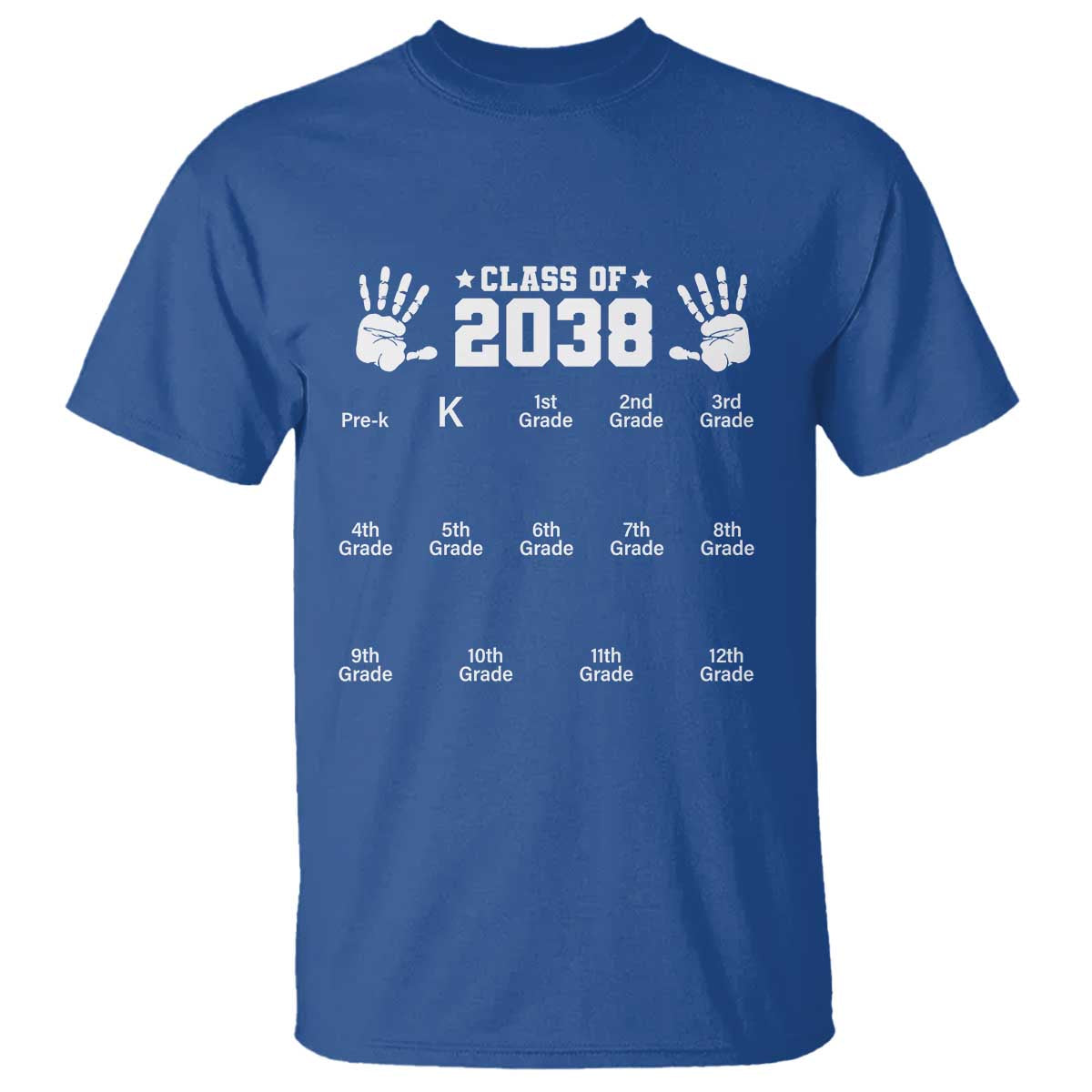 Class of 2038 Grow With Me T Shirt Handprint Pre-K to 12th Grade Graduation - Wonder Print Shop
