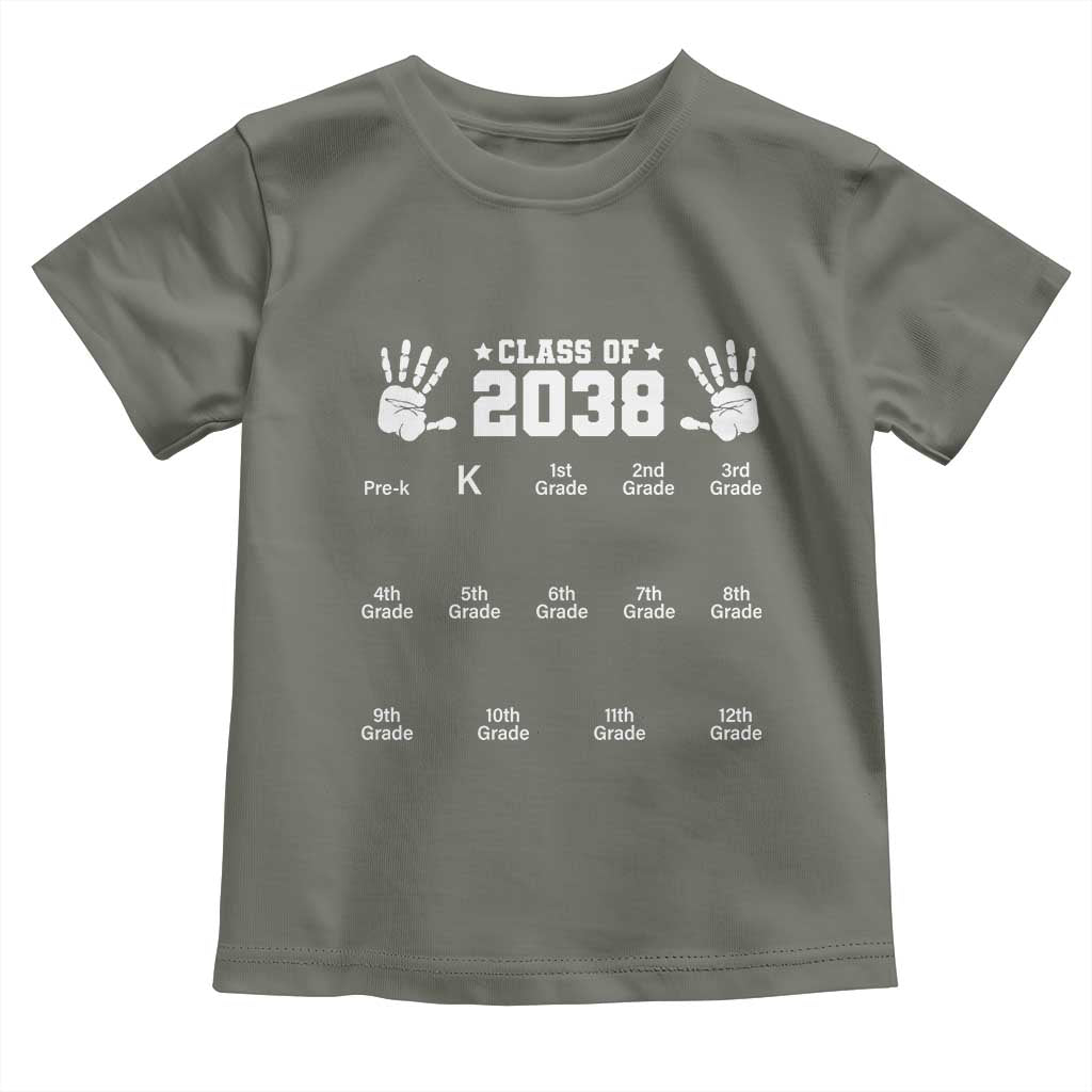 Class of 2038 Grow With Me Toddler T Shirt Handprint Pre-K to 12th Grade Graduation - Wonder Print Shop