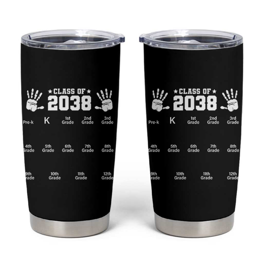 Class of 2038 Grow With Me Tumbler Cup Handprint Pre-K to 12th Grade Graduation - Wonder Print Shop