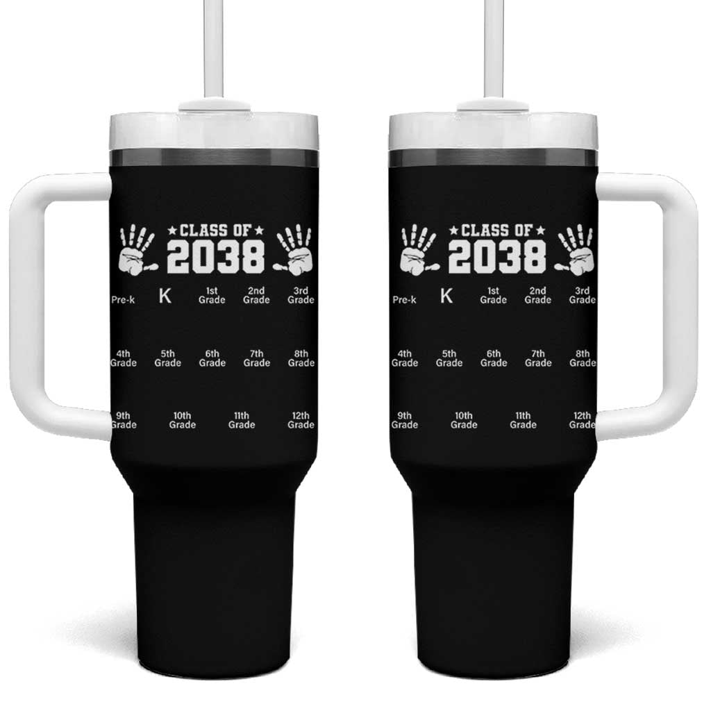 Class of 2038 Grow With Me Tumbler With Handle Handprint Pre-K to 12th Grade Graduation - Wonder Print Shop