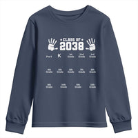 Class of 2038 Grow With Me Youth Sweatshirt Handprint Pre-K to 12th Grade Graduation - Wonder Print Shop