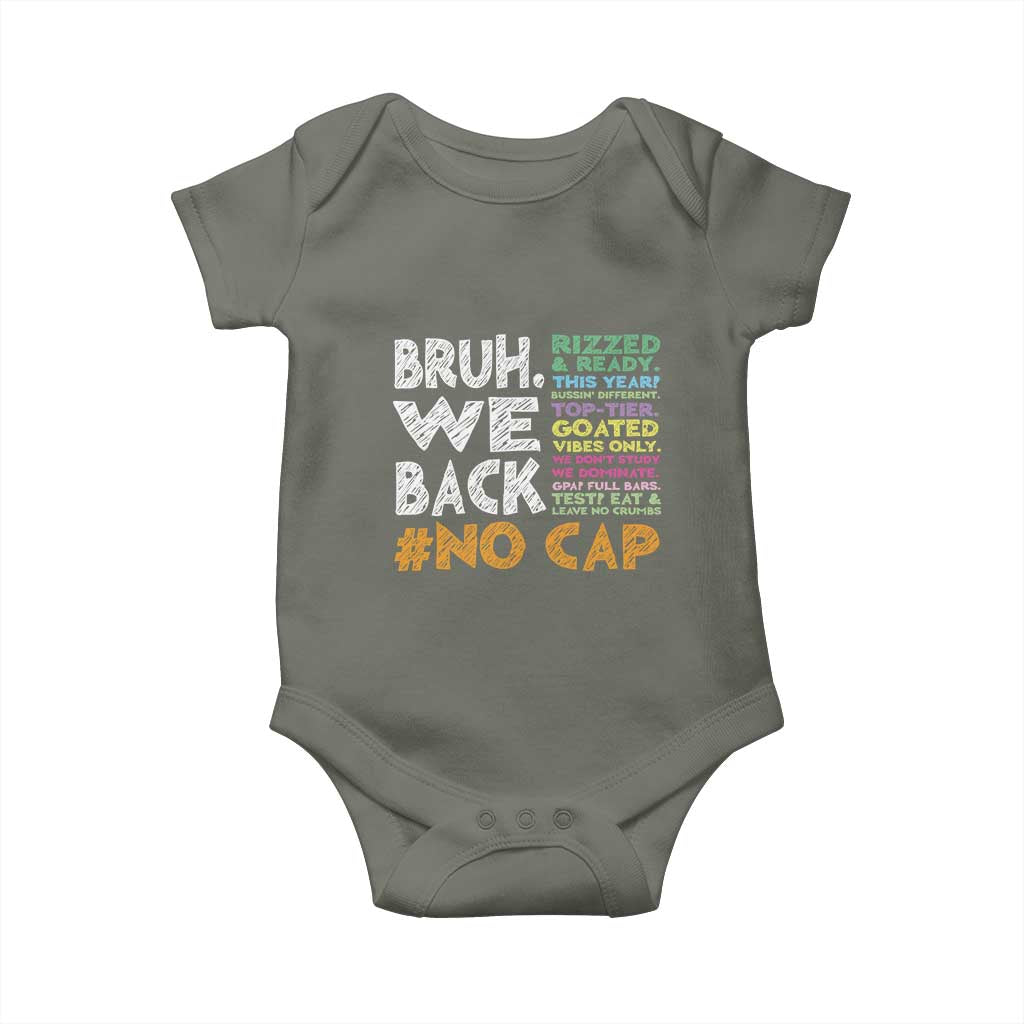 Funny Bruh We Back To School Baby Onesie Happy First Day Of School - Wonder Print Shop