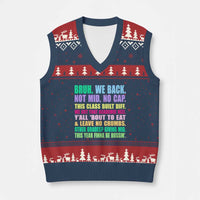 Funny Bruh We Back To School V-Neck Knit Sweater Vest Gen A Slang Happy First Day Of School - Wonder Print Shop