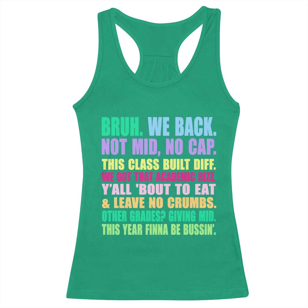 Funny Bruh We Back To School Racerback Tank Top Gen A Slang Happy First Day Of School - Wonder Print Shop