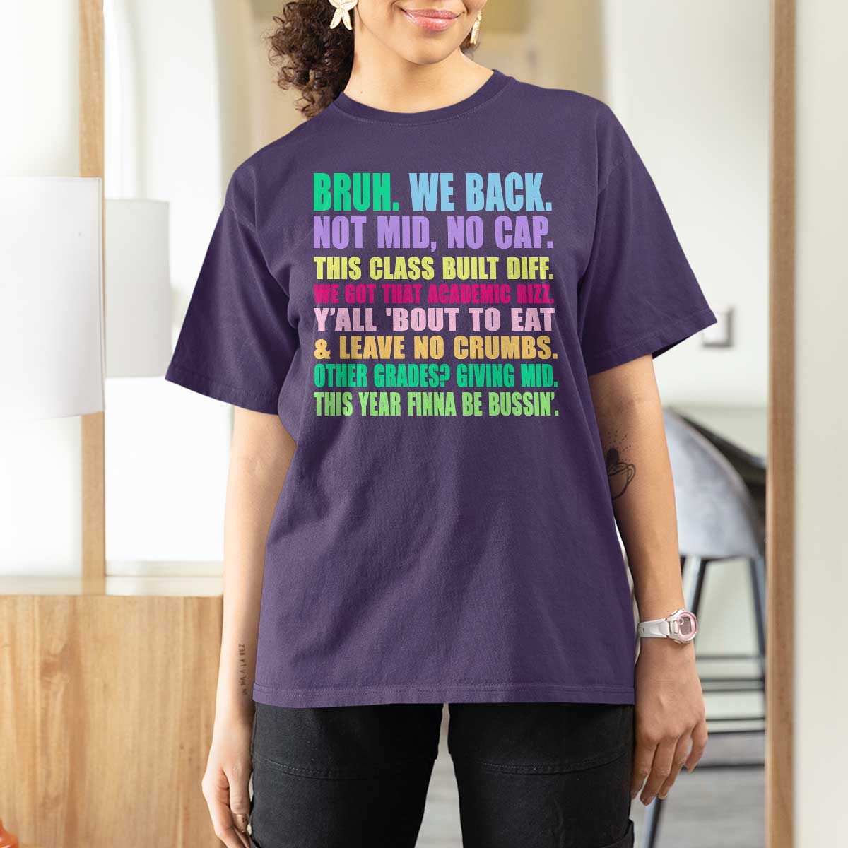 Funny Bruh We Back To School T Shirt For Women Gen A Slang Happy First Day Of School - Wonder Print Shop