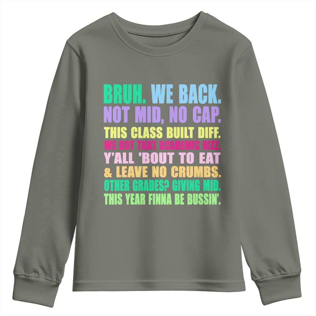 Funny Bruh We Back To School Youth Sweatshirt Gen A Slang Happy First Day Of School - Wonder Print Shop