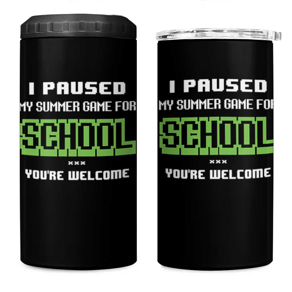 Funny Bruh Back To School 4 in 1 Can Cooler Tumbler Here We Go Again Happy First Day Of School - Wonder Print Shop