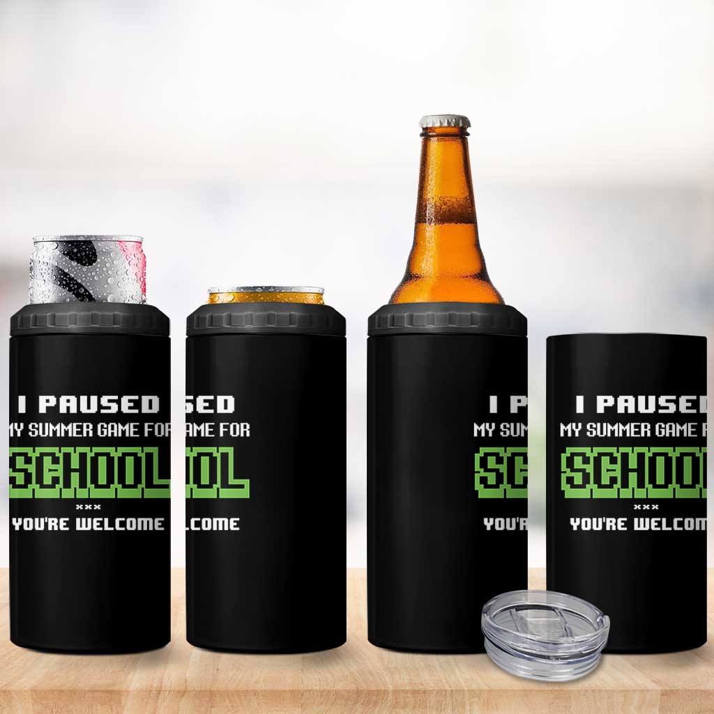 Funny Bruh Back To School 4 in 1 Can Cooler Tumbler Here We Go Again Happy First Day Of School - Wonder Print Shop