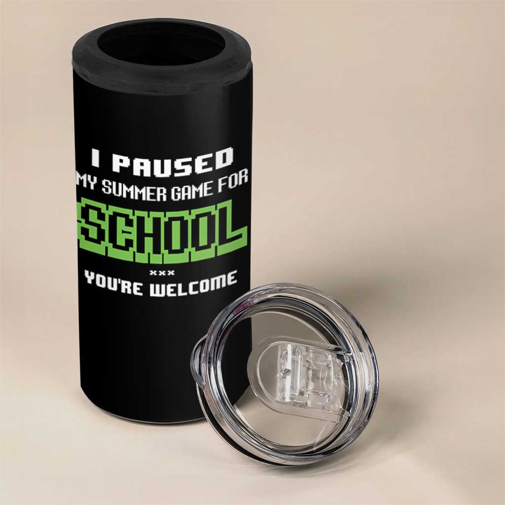 Funny Bruh Back To School 4 in 1 Can Cooler Tumbler Here We Go Again Happy First Day Of School - Wonder Print Shop