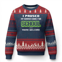Funny Bruh Back To School Ugly Christmas Sweater Here We Go Again Happy First Day Of School - Wonder Print Shop