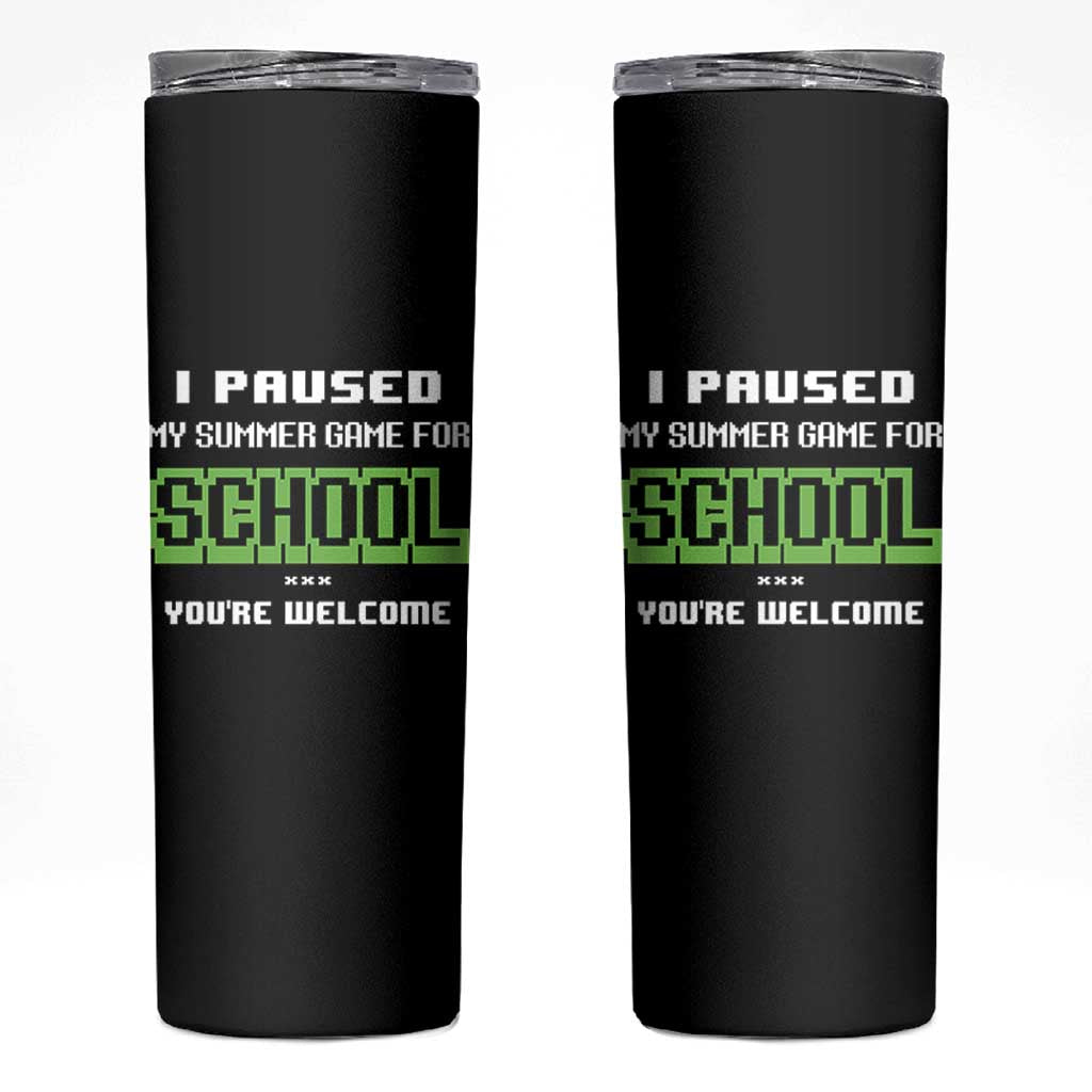 Funny Bruh Back To School Skinny Tumbler Here We Go Again Happy First Day Of School - Wonder Print Shop